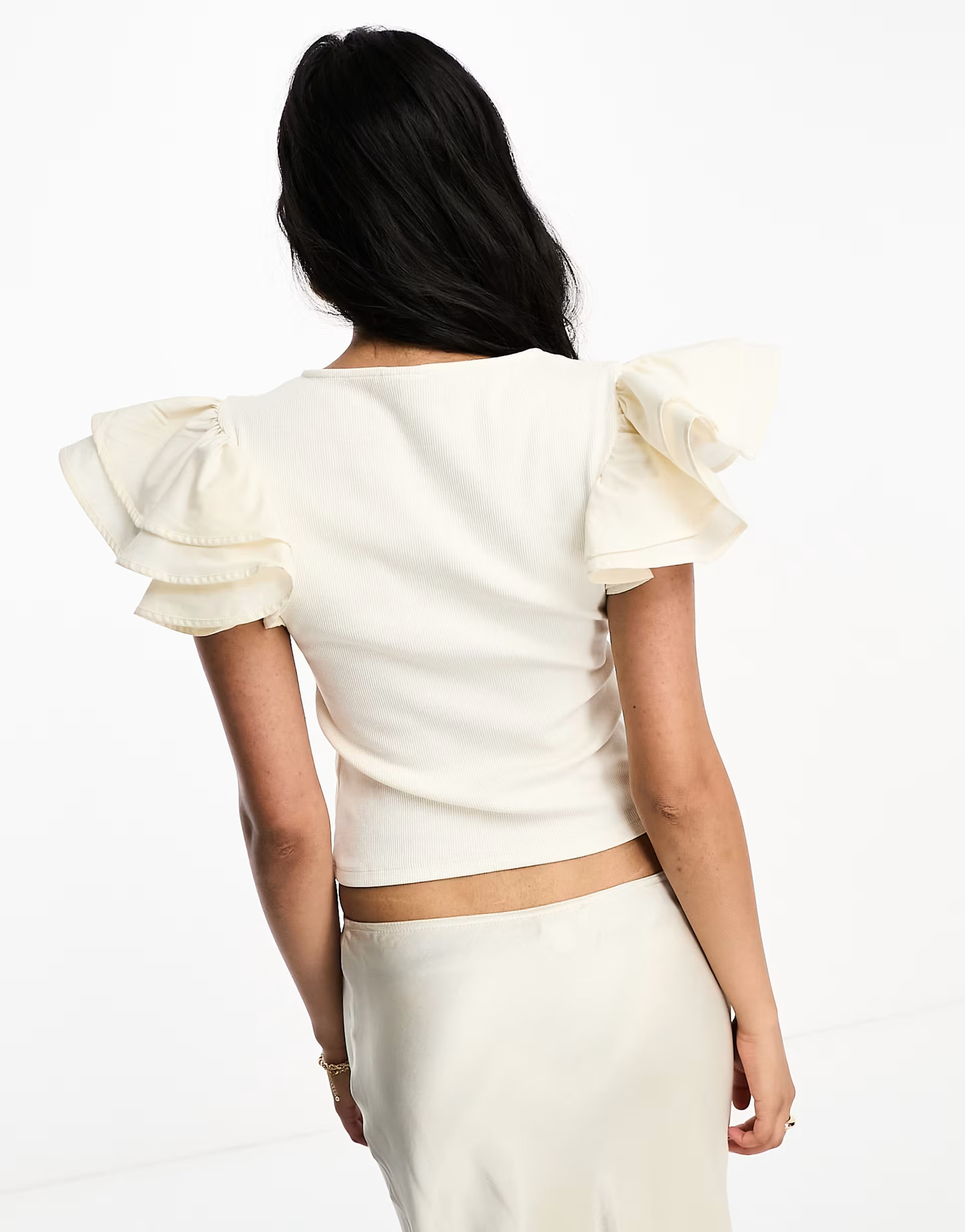 & Other Stories ruffle sleeve top in white | ASOS (Global)