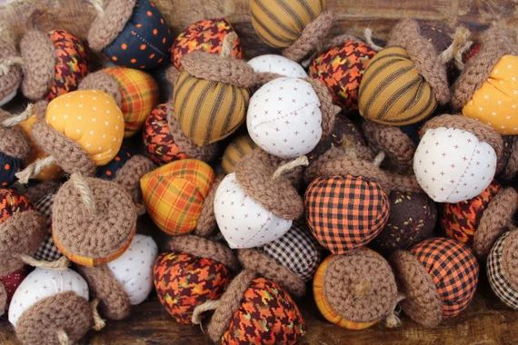 Handmade Fabric Acorns Harvest Acorns Autumn Fall Accents Bowl Fillers Tiered Tray Primitive Deco... | Etsy (US)