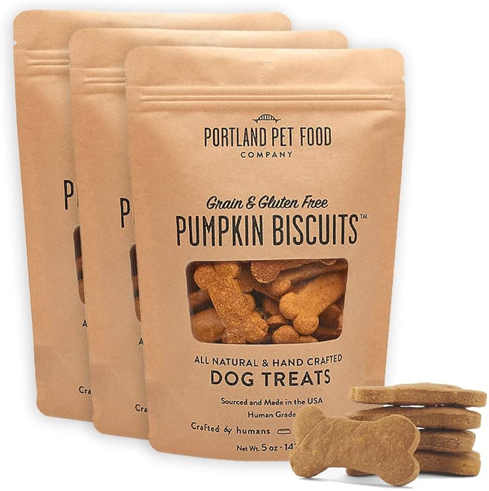 Portland Pet Food Company Pumpkin Biscuit Dog Treats Multipack – Vegan, Gluten-Free, All Natura... | Amazon (US)