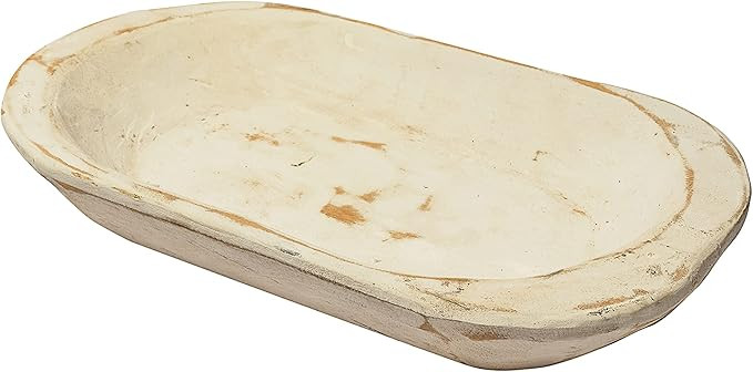 Mainevent Wooden Classic White Dough Bowl Centerpiece 10 x 6 Inches | Amazon (US)