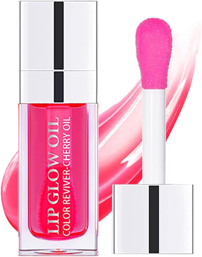 Plumping Lip Oil, Hydrating Gloss Tinted Lip Balm Transparent Lip Care, Big Brush Head Glitter Sh... | Amazon (US)