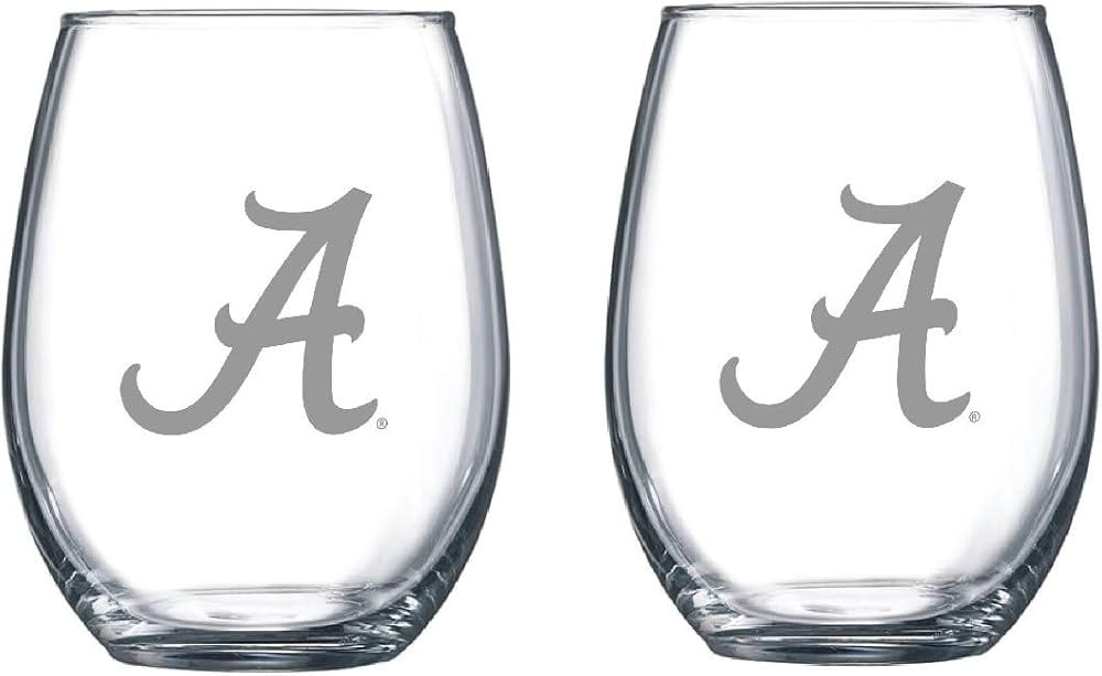 Alabama Etched Satin Frost Logo Wine or Beverage Glass Set of 2 | Amazon (US)