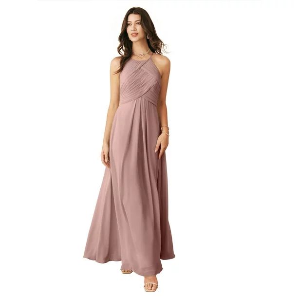Alicepub Chiffon Dusty Rose Bridesmaid Dresses Long Formal Party Dress for Women Prom Evening Hal... | Walmart (US)