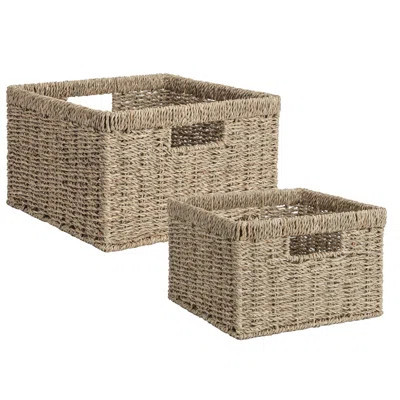 Seagrass Wicker Storage Baskets with Built-in Handles for Organizing, Decorative, Large and Small | Wayfair North America