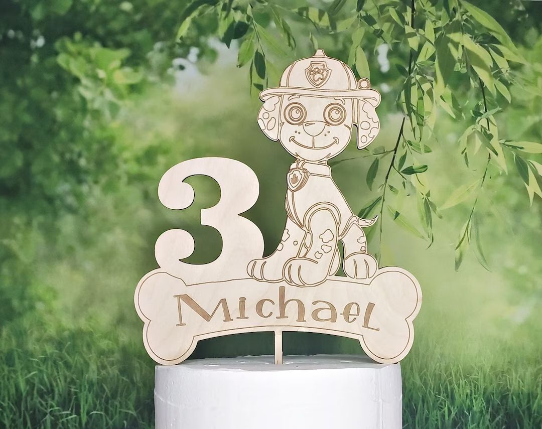 Paw Patrol Personalized Happy Birthday Cake Topper // Happy - Etsy | Etsy (US)