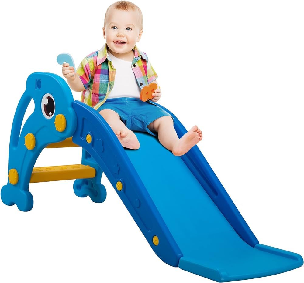 NYEEKOY 3 in 1 Toddler Slide, Baby Slide Plastic Climber Playset with Basketball Hoop and Ball, I... | Amazon (US)