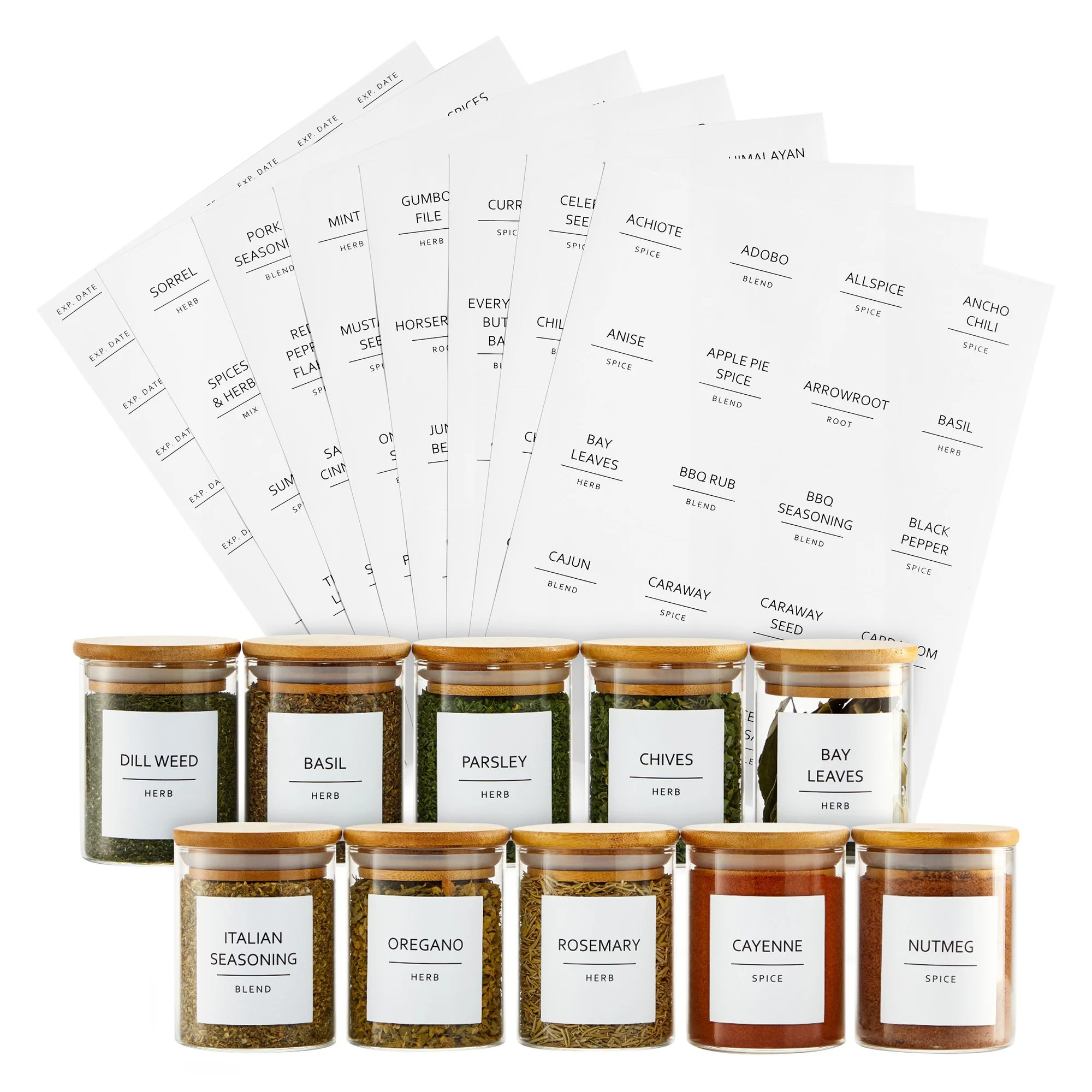 Talented Kitchen 184 Spice Labels Stickers, Preprinted White Spice Jar Labels for Herbs Seasoning... | Walmart (US)