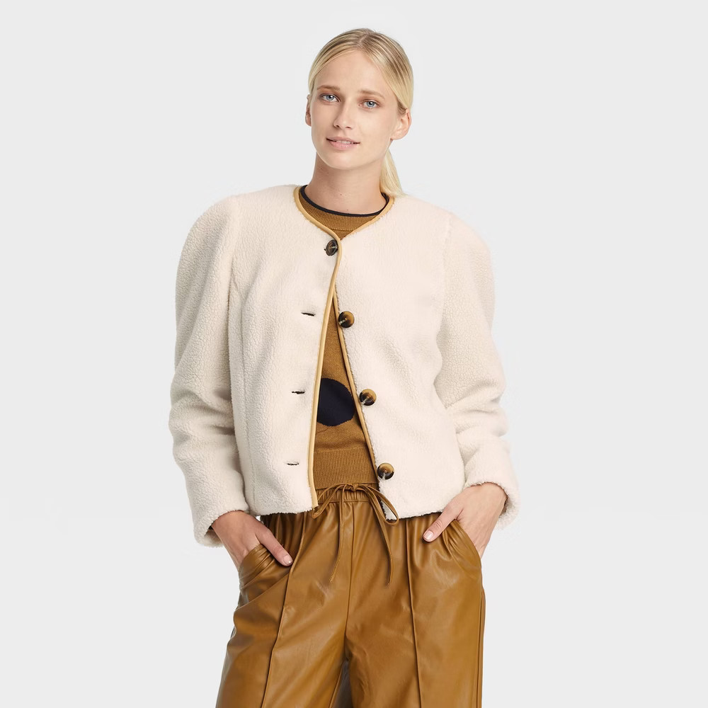 Women's Cropped Jacket - Who What Wear Cream L, Ivory | Target