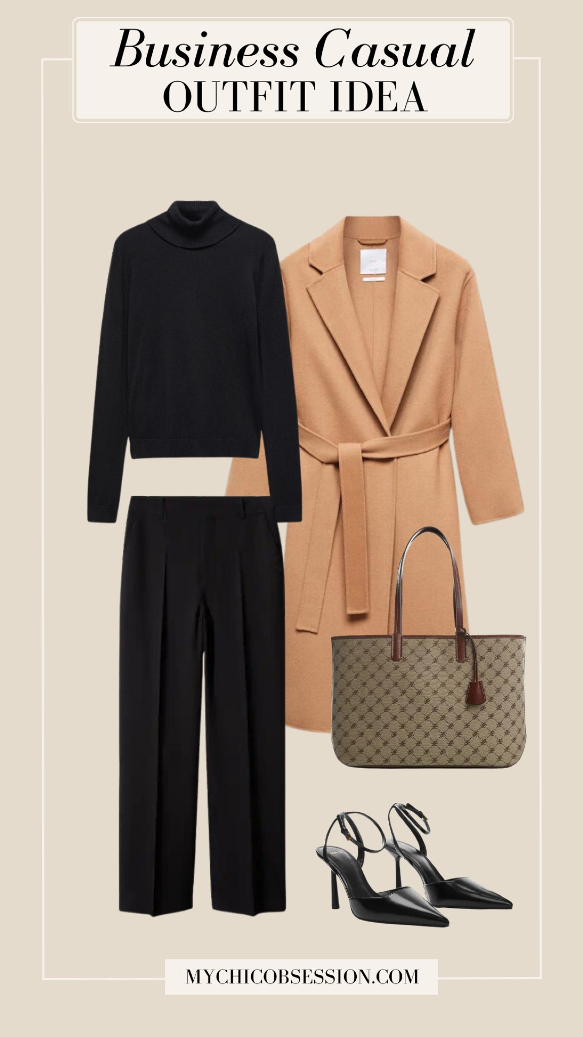 Looking for classic business casual style ahead of your work week? Stick with clean, structured lines for timeless style. Try a pair of pleated trousers, a turtleneck, and a belted camel coat. Add a patterned tote and pointed black heels to finish the look. 

#LTKstyletip #LTKSeasonal #LTKworkwear