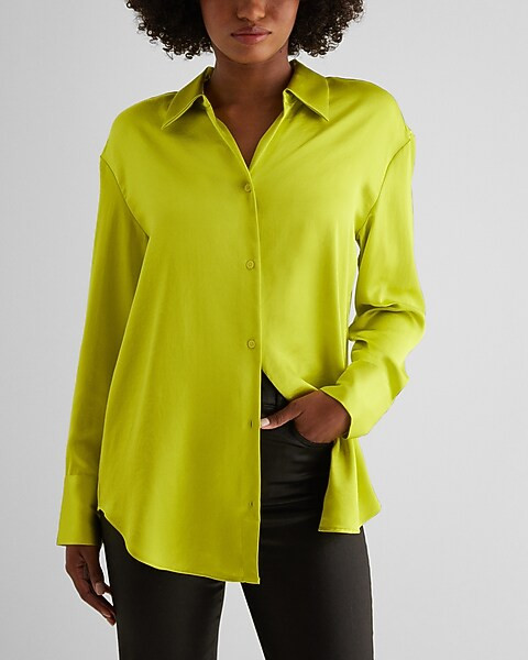 Satin Boyfriend Portofino Shirt | Express