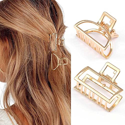 Brinie Hair Claw Gold Hair Clips Mini Non Slip Claw Clips Hair Accessories Daily Party Gift for Women and Girls (2 PCS) | Amazon (US)