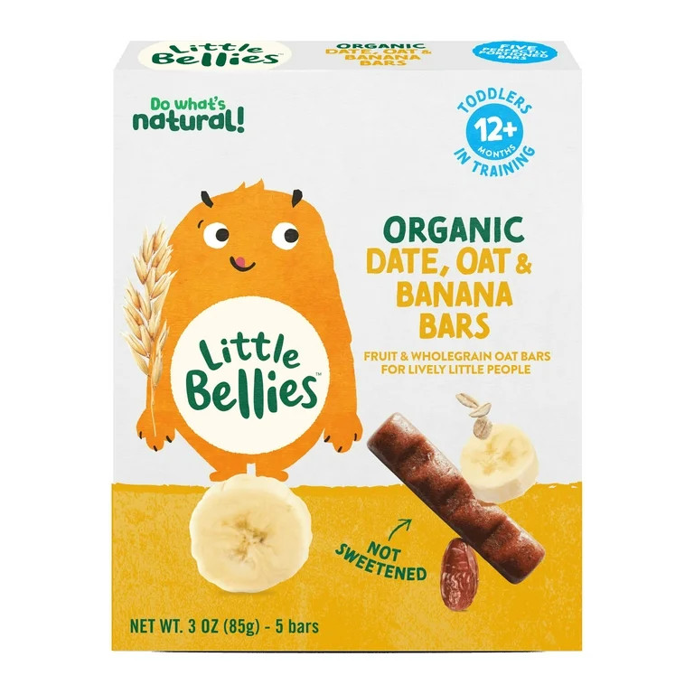 Little Bellies Organic Date, Oat & Banana Bars, Toddler Snack, 3 oz, 5 Bars | Walmart (US)