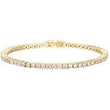PAVOI 14K Gold Plated 3mm Cubic Zirconia Classic Tennis Bracelet | Gold Bracelets for Women | Siz... | Amazon (US)