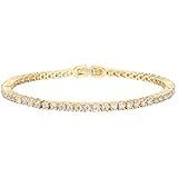 PAVOI 14K Gold Plated 3mm Cubic Zirconia Classic Tennis Bracelet | Gold Bracelets for Women | Siz... | Amazon (US)