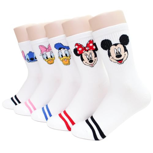 Socksense Cartoon Character Series Women's Original Crew Socks (US, Alpha, One Size, Regular, Regular, M Family_5pairs) | Amazon (US)