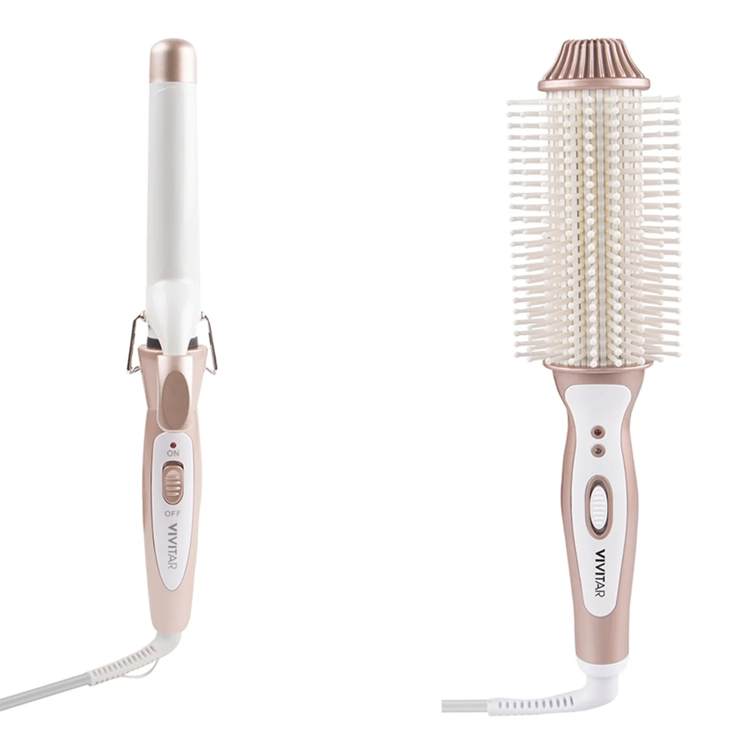 Vivitar PG-7250RG Ceramic Hair Brush & PG-8210-RG 1-Inch Curling Iron (Rose Gold) | Walmart (US)