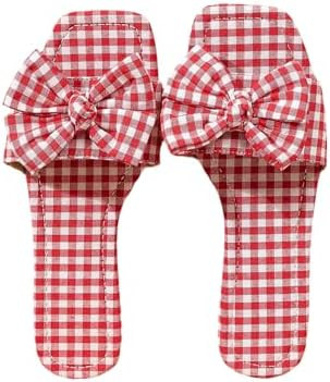 GORGLITTER Women's Cute Flat Sandals Boho Bow Gingham Square Open Toe Summer Vacation Dressy 2026... | Amazon (US)