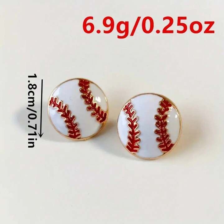 European And American Style Fashionable Alloy Baseball & Football Stud Earrings, Superbowl Simple... | SHEIN