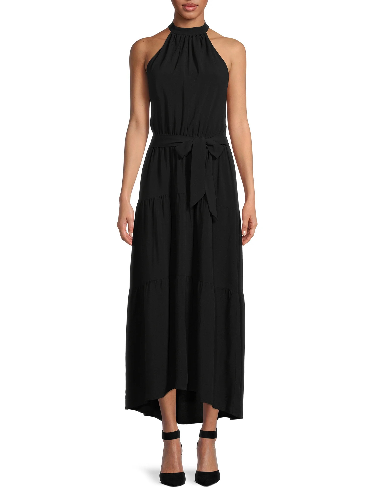 Nine.Eight Women Halter Tie Front High Low Maxi Dress | Walmart (US)