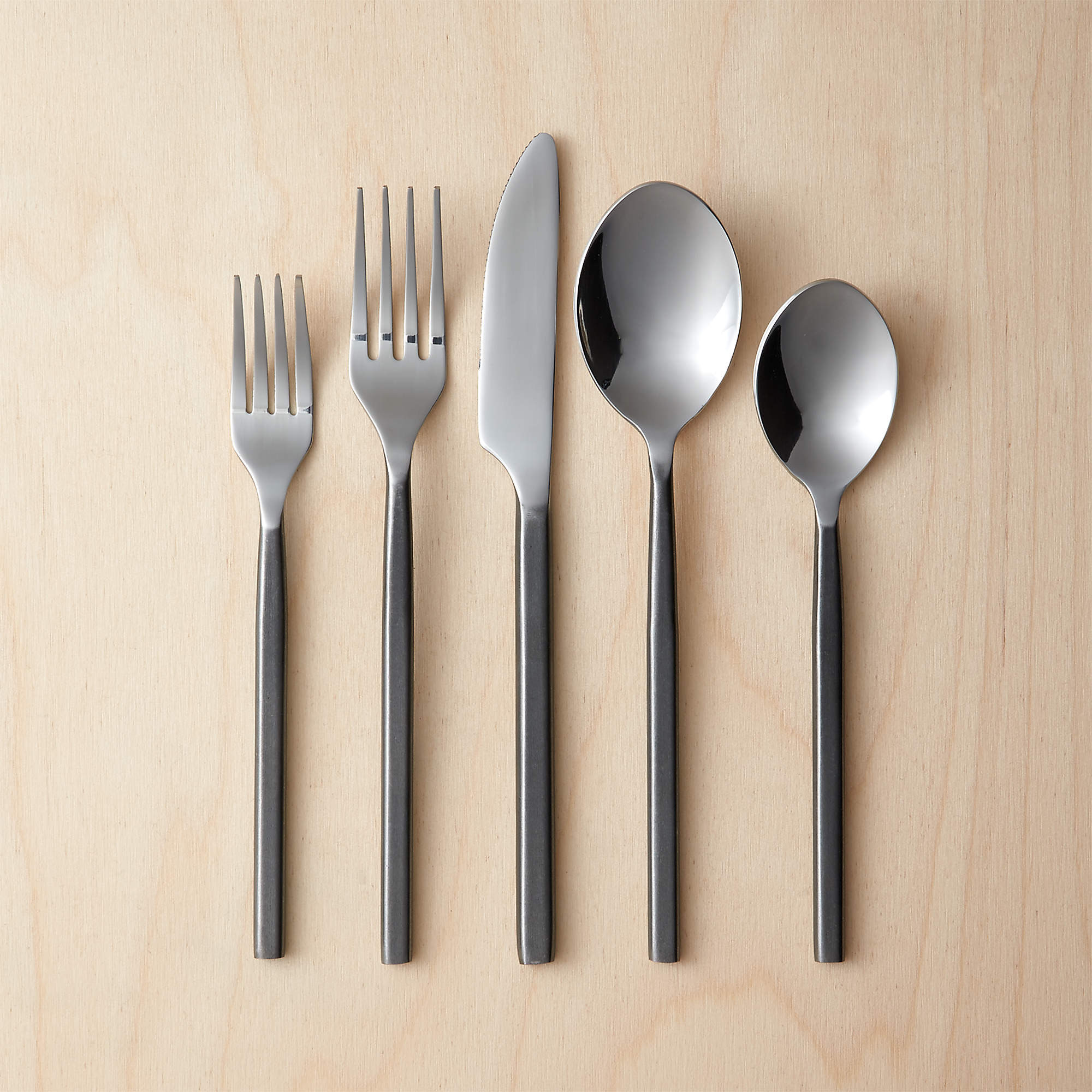 Abe 20-Piece Brushed Black Flatware Set + Reviews | CB2 | CB2