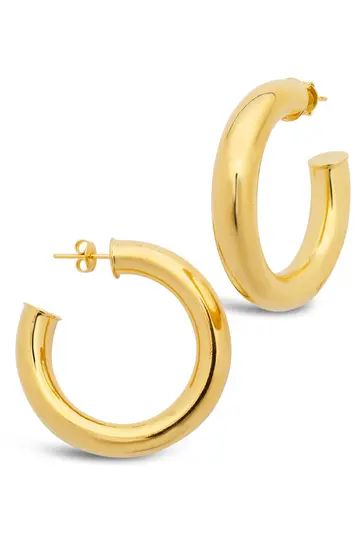 14K Gold Plated Thick Hollow Hoop Earrings | Nordstrom Rack