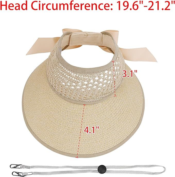 Bienvenu Little Girl Straw Hat Roll Up Sun Hat Packable Sun Visor for Kids Beach Hat | Amazon (US)