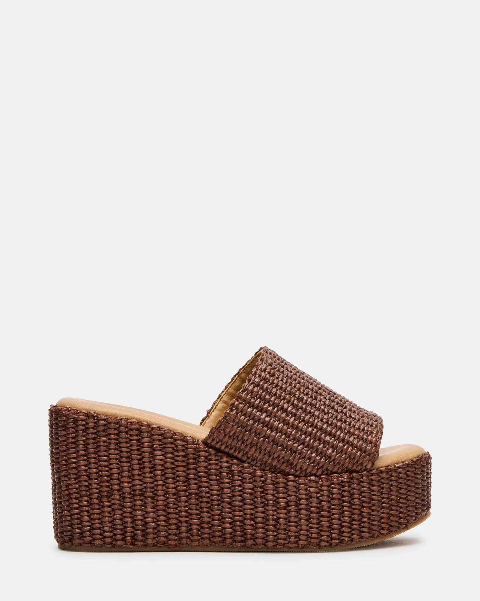 JETTY Brown Raffia Platform Wedge Women's Sandal | Steve Madden (US)