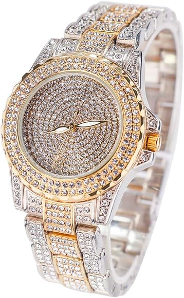 Smalody Round Luxury Women Watch Crystal Rhinestone Diamond Watches Stainless Steel Wristwatch Ic... | Amazon (US)