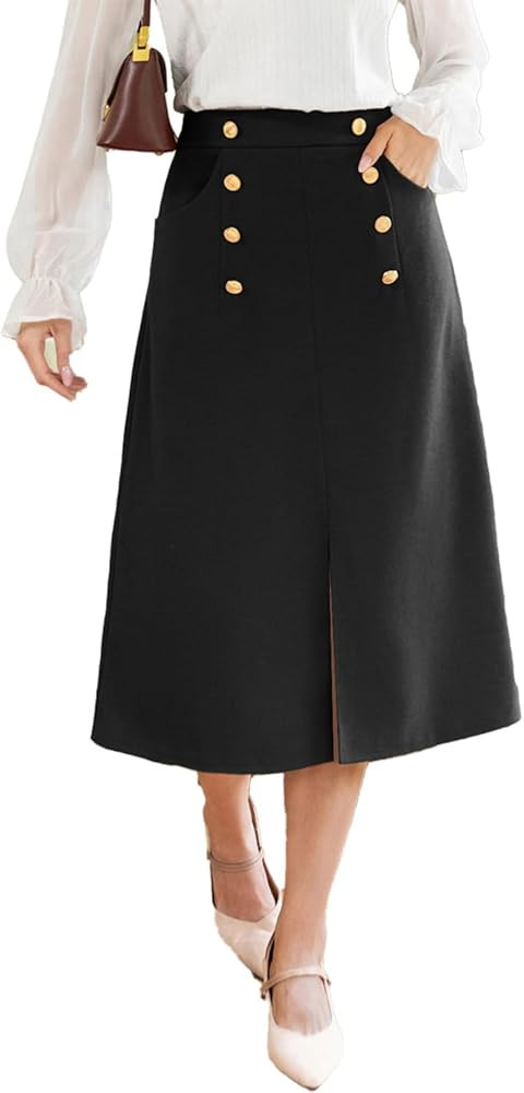 Belle Poque Women Knee Length Skirts with Pockets Vintage Business Casual Office Work Skirt for F... | Amazon (US)