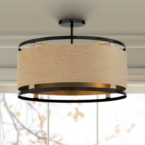 Windward Passage 20 1/2 Wide Coal and Natural Rope Ceiling Light | Lamps Plus