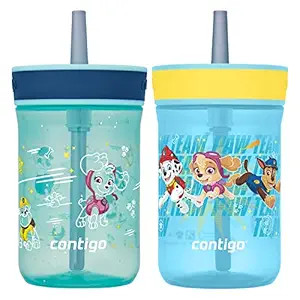 Contigo Kids’ Leighton Straw Tumbler with Spill-Proof Leak-Proof Lid, Paw Patrol, 14oz, 2-Pack | Amazon (US)