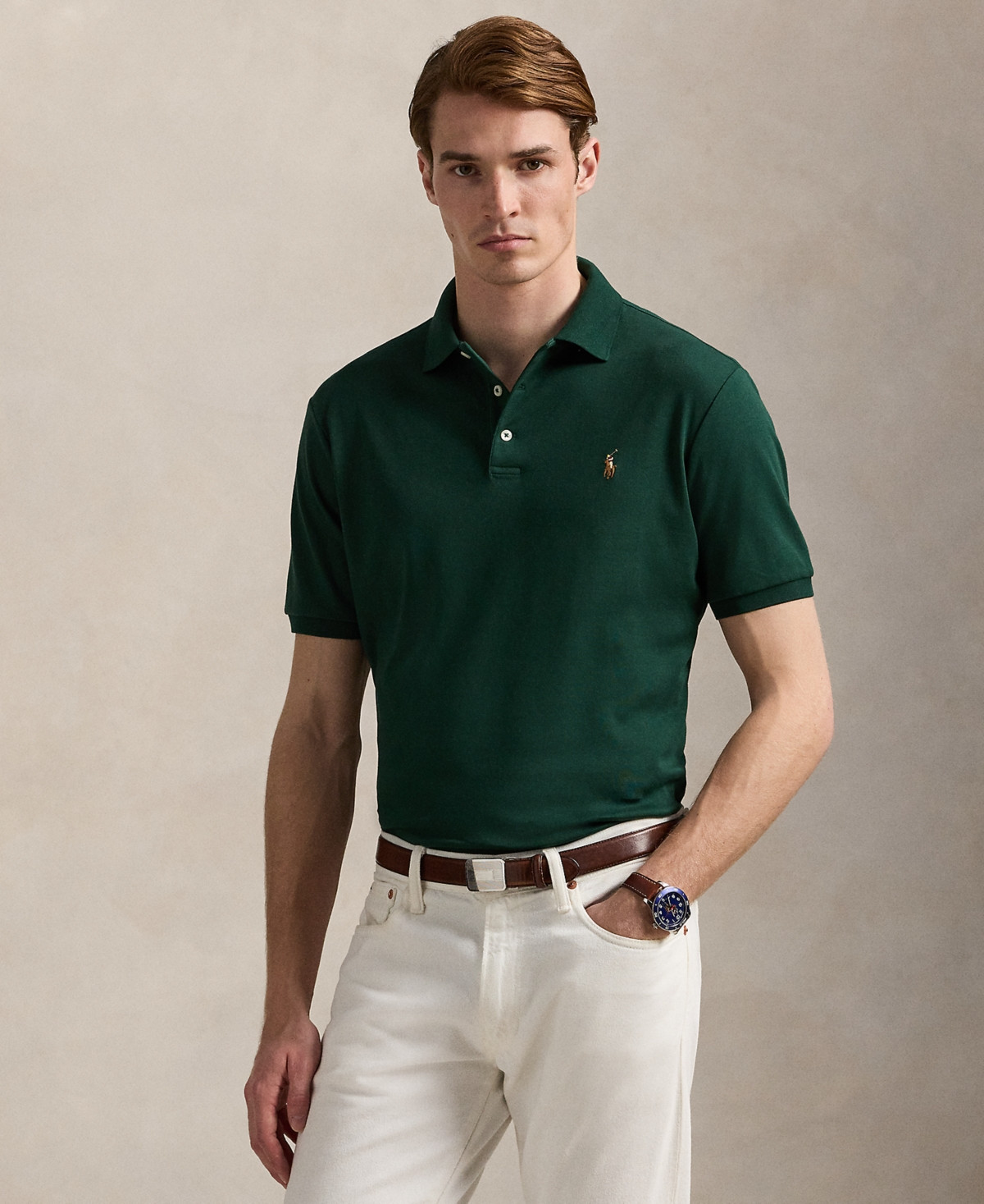 Polo Ralph Lauren Men's Custom Slim Fit Soft Cotton Polo Shirt - Green | Macy's