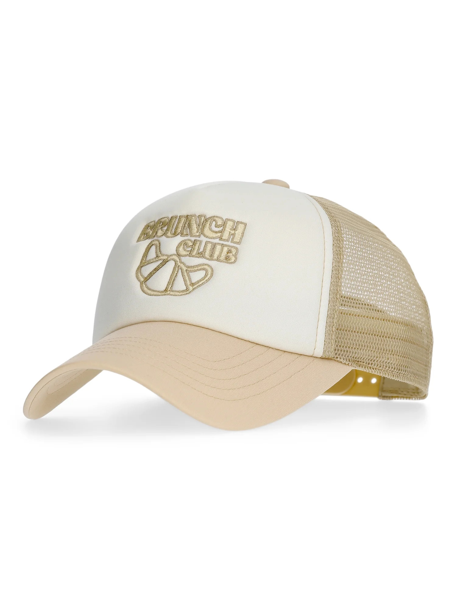 No Boundaries Embroidered Graphic Trucker Hat, Women's, Cream | Walmart (US)