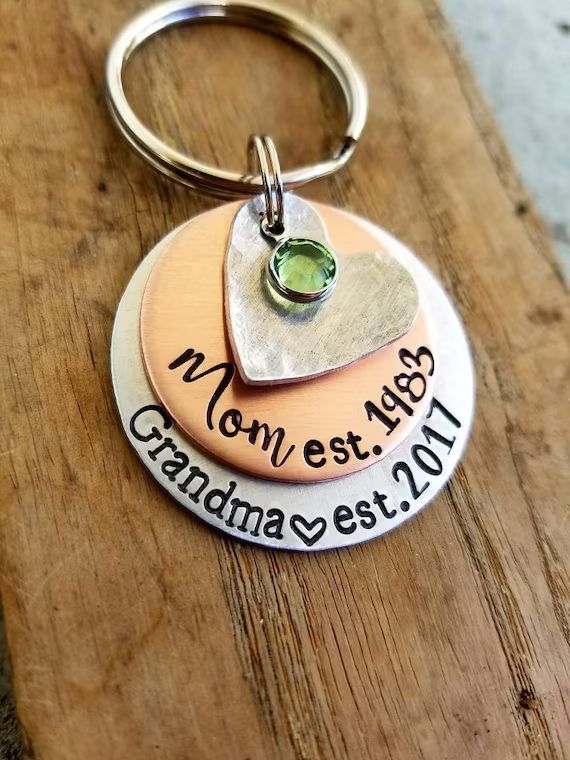 Personalized Hand Stamped Keychain. Pregnancy Announcement. | Etsy | Etsy (US)