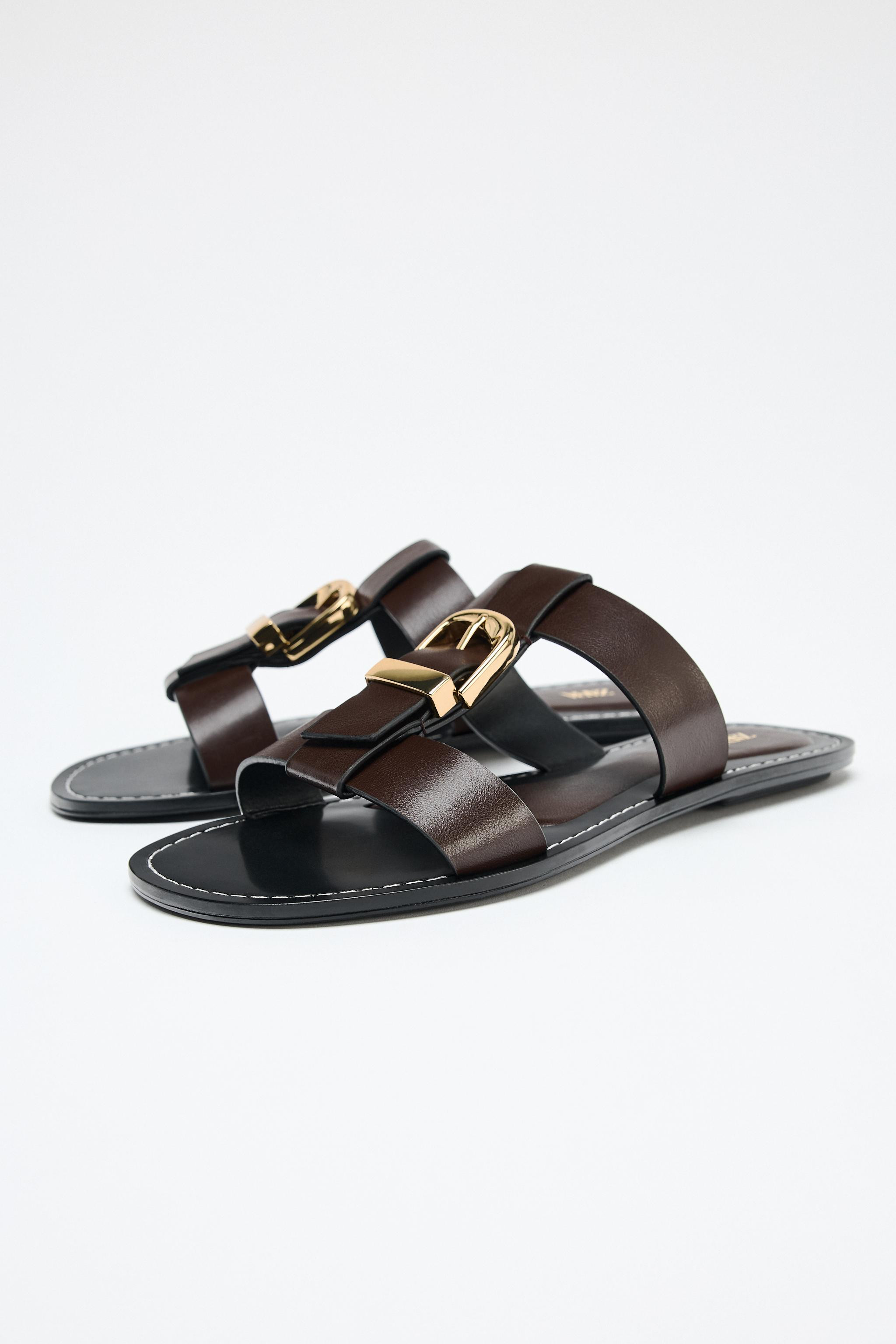 DOUBLE-STRAP FLAT SANDALS WITH BUCKLE | Zara UK