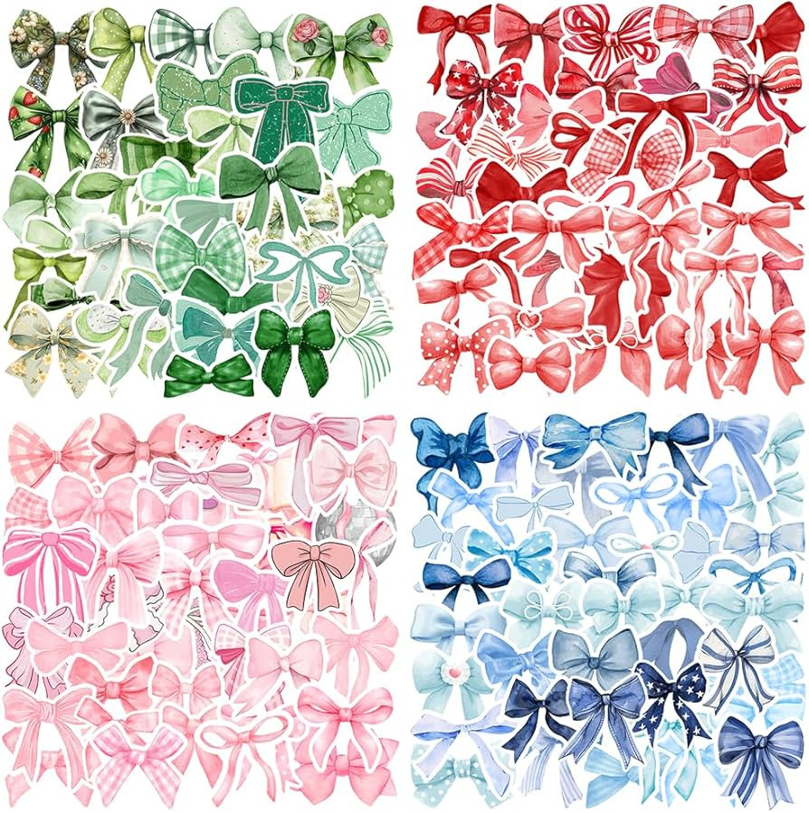 200Pcs Bows Aesthetic Stickers,Coquette Bows Stickers, Vinyl Waterproof Stickers Decals for Water... | Amazon (US)