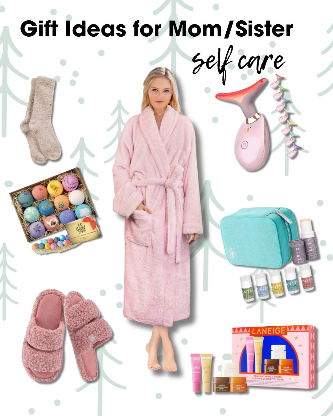 Gifts for women 
Mom
Sister
Sister in law
Mother in law
Gift guide 
Self care
Slippers
Gift sets
Anti aging
Red light therapy
Socks
Cozy
Soft
Robe
Aromatherapy 
Relaxation
Stress relief 
Bath



#LTKSeasonal #LTKHoliday #LTKGiftGuide