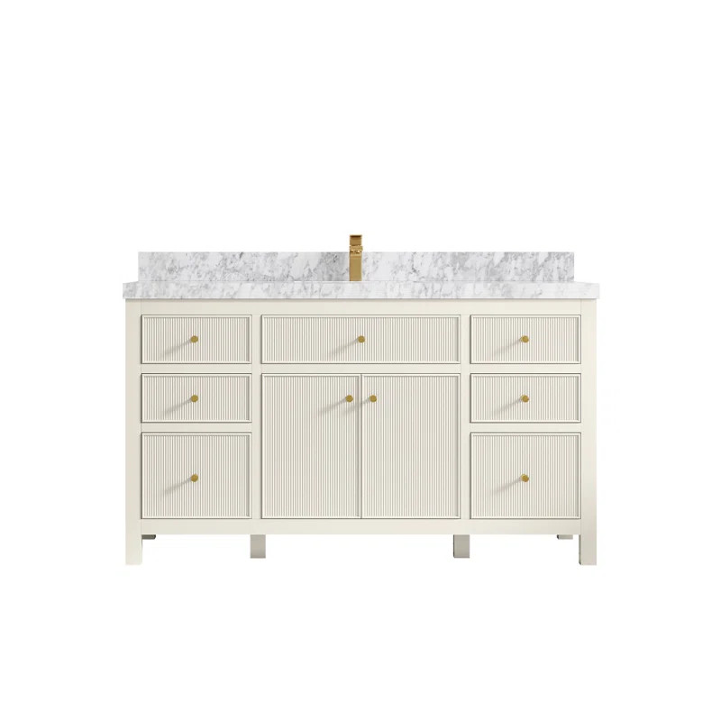 Sonoma 60 In. W X 22 In. D Single Sink Bathroom Vanity In Alabaster With 2 In. Calacatta Laza Qua... | Wayfair North America