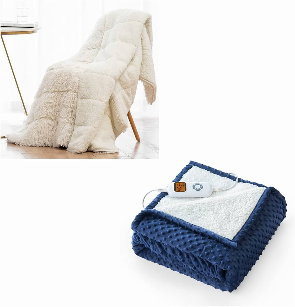 Wemore Shaggy Long Fur Faux Fur Weighted Blanket 60 x 80 Inches 15lbs with Minky Dot Heated Blank... | Amazon (US)