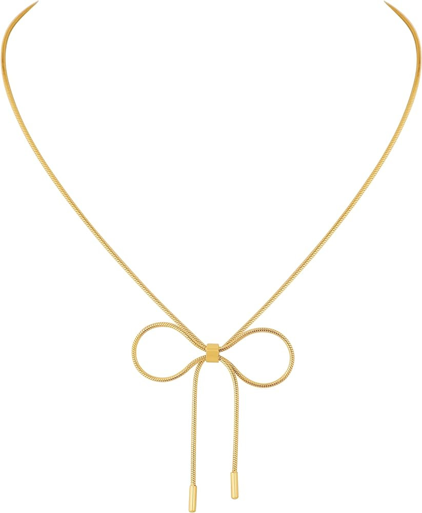 Simple Dainty Bow Necklace for Women, Coquette Aesthetic Jewlery for Women Girls | Amazon (US)