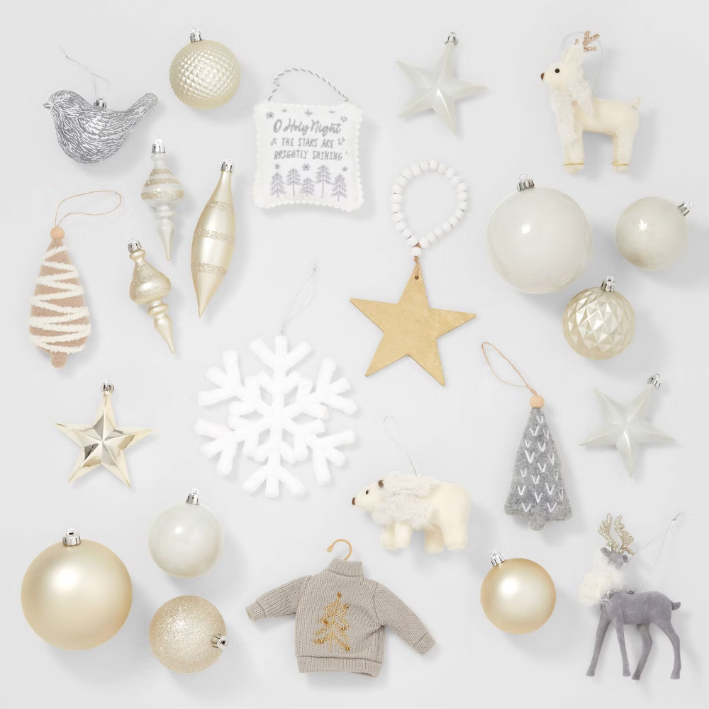 85ct Snowy Whites Christmas Tree Ornament Set - Wondershop | Target