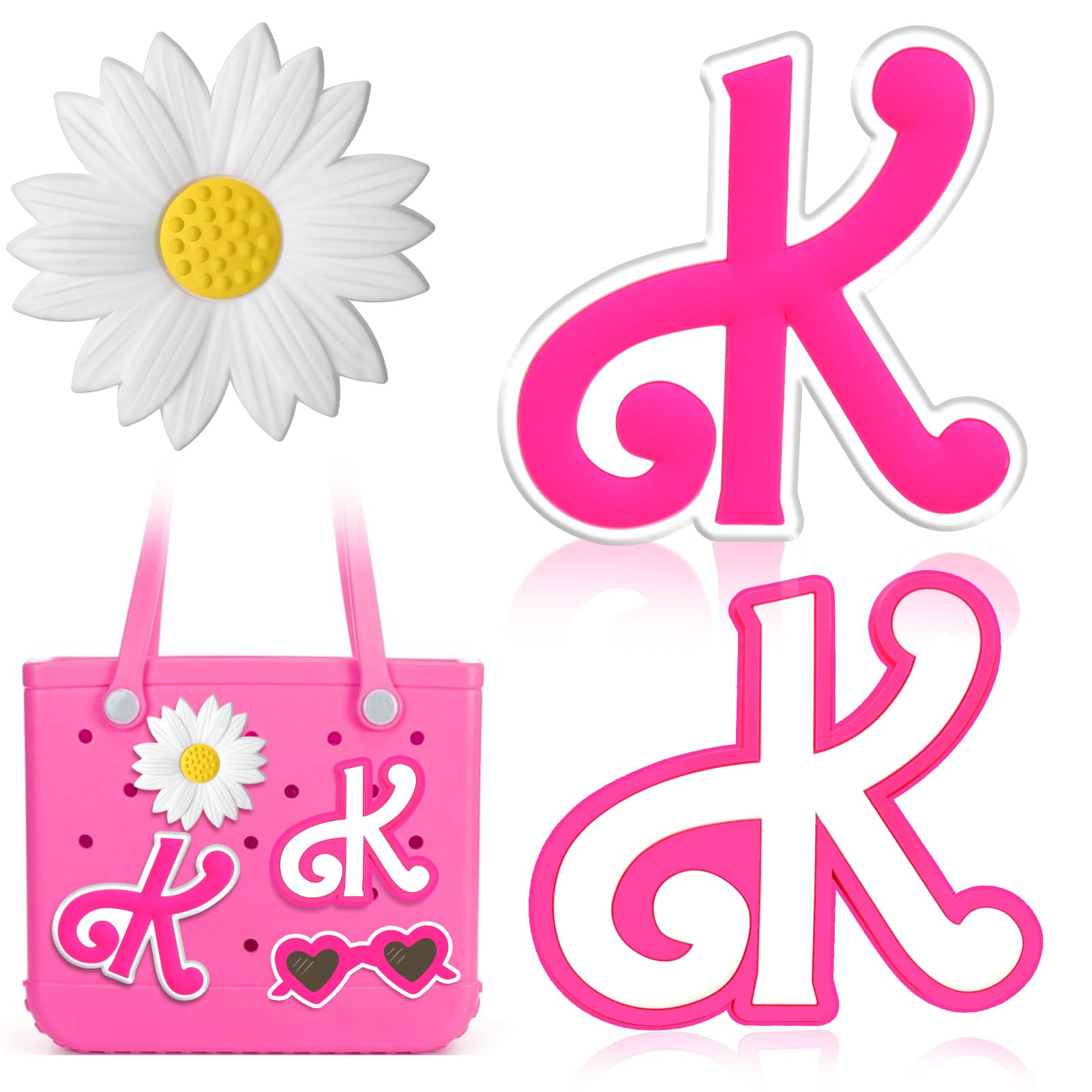 Mtiy rain 3pcs Charms for Bogg Bag Accessories,Pink Letter and Flower Charms Compatible with Bogg... | Amazon (US)