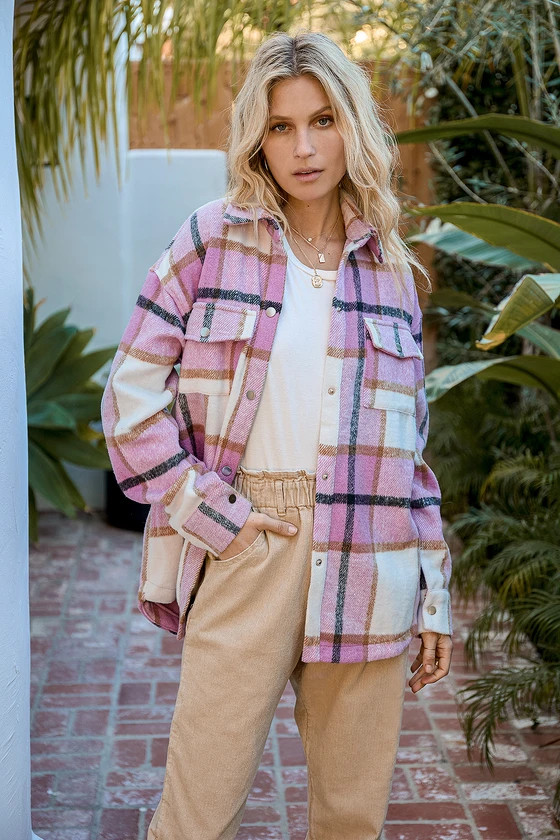 Choose Your Vibe Pink Plaid Shacket | Lulus (US)