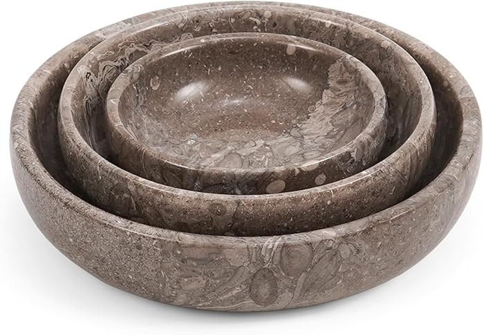 Marble Bowls Set of 3 Oceanic Plates for Appetizer & Housewarming Gifts - Small Mixing Bowl Set, ... | Amazon (US)