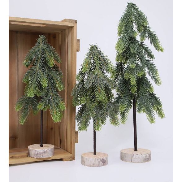 3ct Small/Large Green Trees with Wood Base - Bullseye's Playground™ | Target