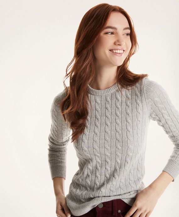 Cashmere Cable Crewneck Sweater | Brooks Brothers