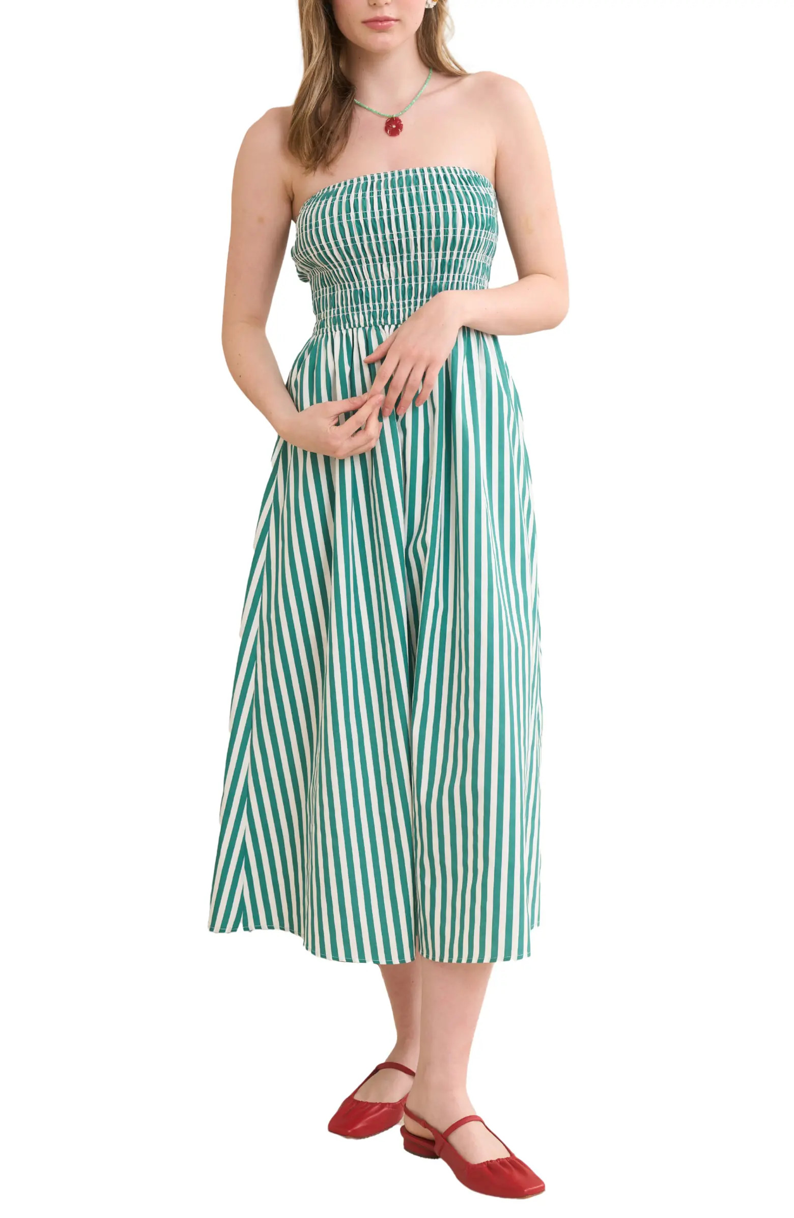 Blu Pepper Stripe Strapless Midi Dress | Nordstromrack | Nordstrom Rack