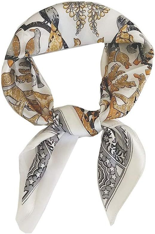 FONYVE Silk Feeling Scarf Medium Square Satin Head Scarf for Women 27.5 × 27.5 inches | Amazon (US)