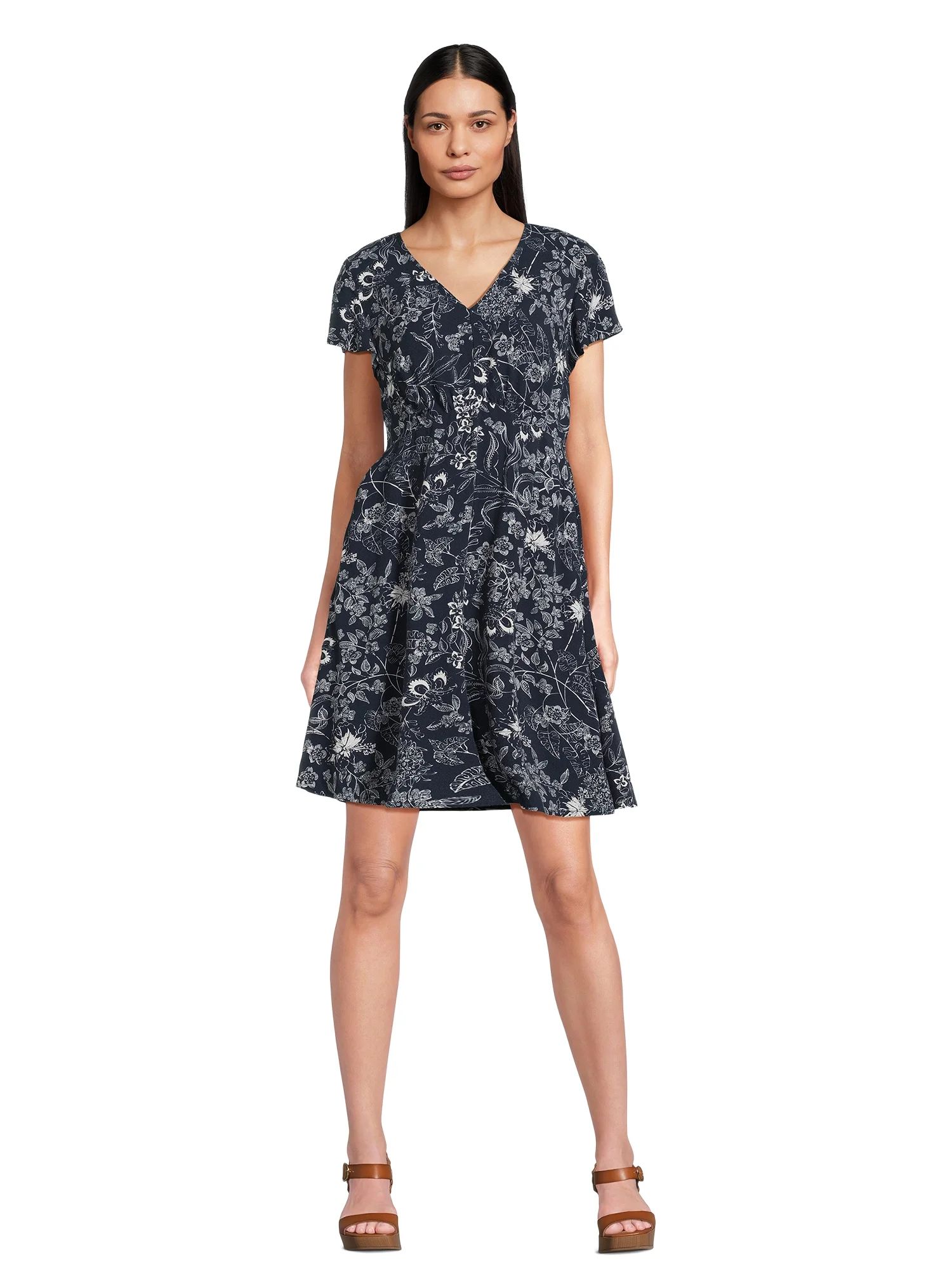 Time and Tru Women's Flutter Sleeve Mini Dress - Walmart.com | Walmart (US)