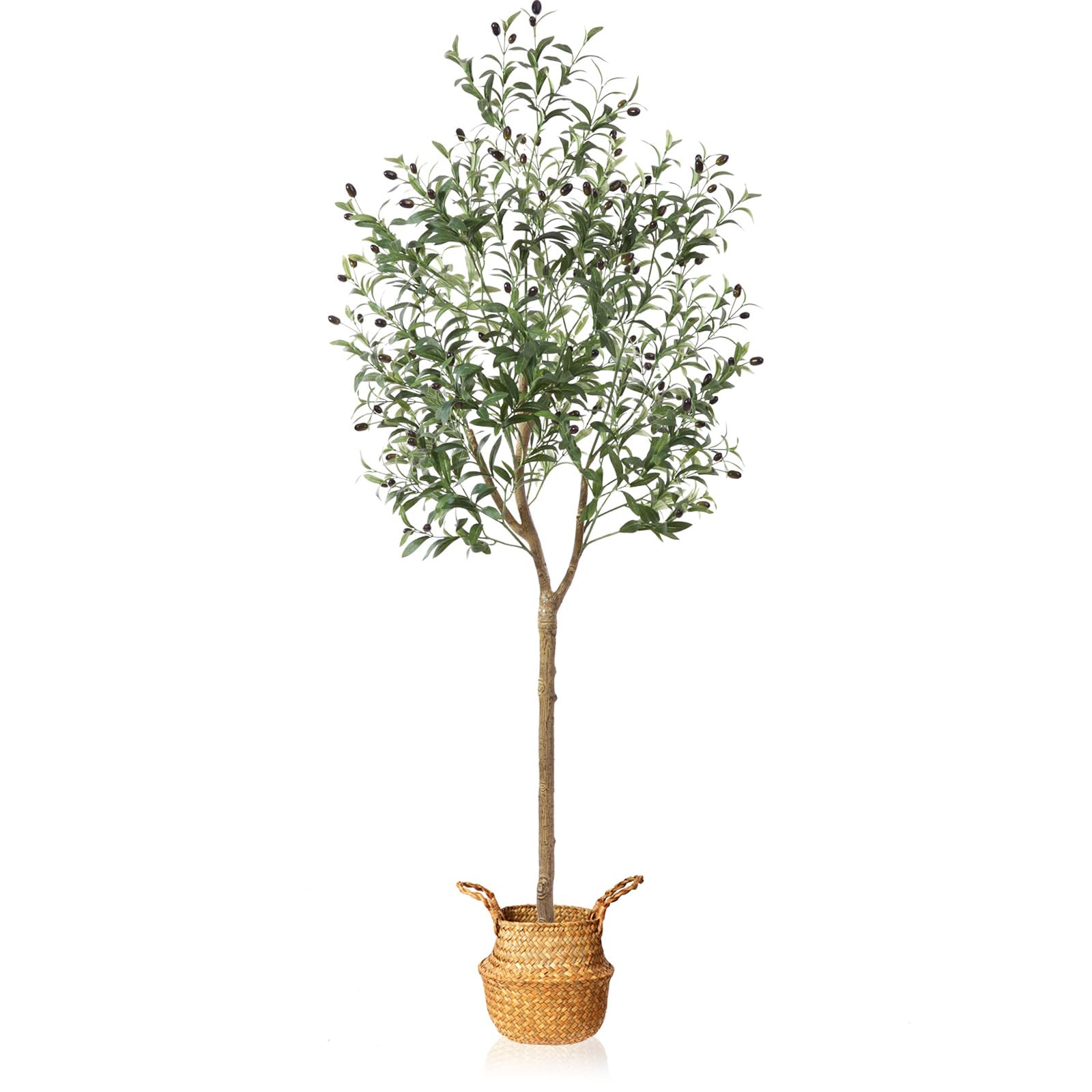 MOSADE Artificial Olive Tree 6 Feet Fake Olive Silk Plant and Handmade Seagrass Basket, Perfect T... | Amazon (US)